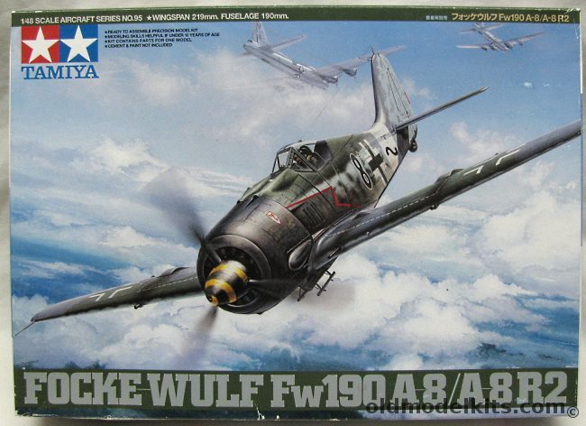 Tamiya 1/48 Focke-Wulf FW-190 A8/A8R2 - Ernst Schroder 5/II/JG300 1944 / UO Erhardt 5/II/JG300 Oct 1944 / Haup. Moritz IV/JG3 Aug. 1944 / Leut. Bretschneider 5/II/JG300 Oct 1944 / UO Maximowitz 11/IV/JG3 June 1944, 61095-2200 plastic model kit